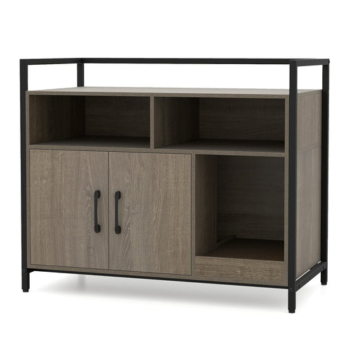 Hidden Cat Washroom with Double Doors and Scratch Cardboard, Oak