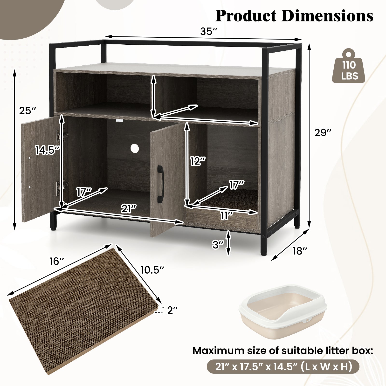 Hidden Cat Washroom with Double Doors and Scratch Cardboard, Oak Cat Houses at Gallery Canada