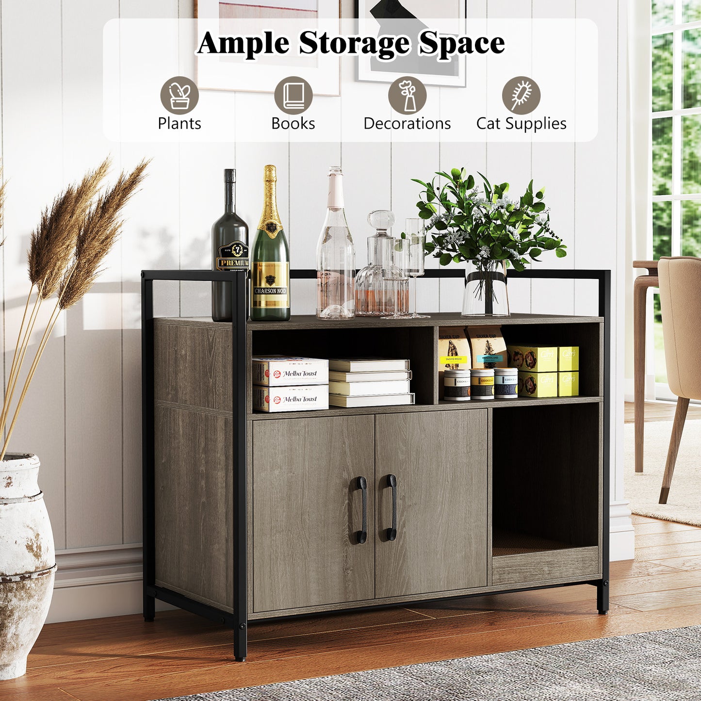 Hidden Cat Washroom with Double Doors and Scratch Cardboard, Oak Cat Houses at Gallery Canada