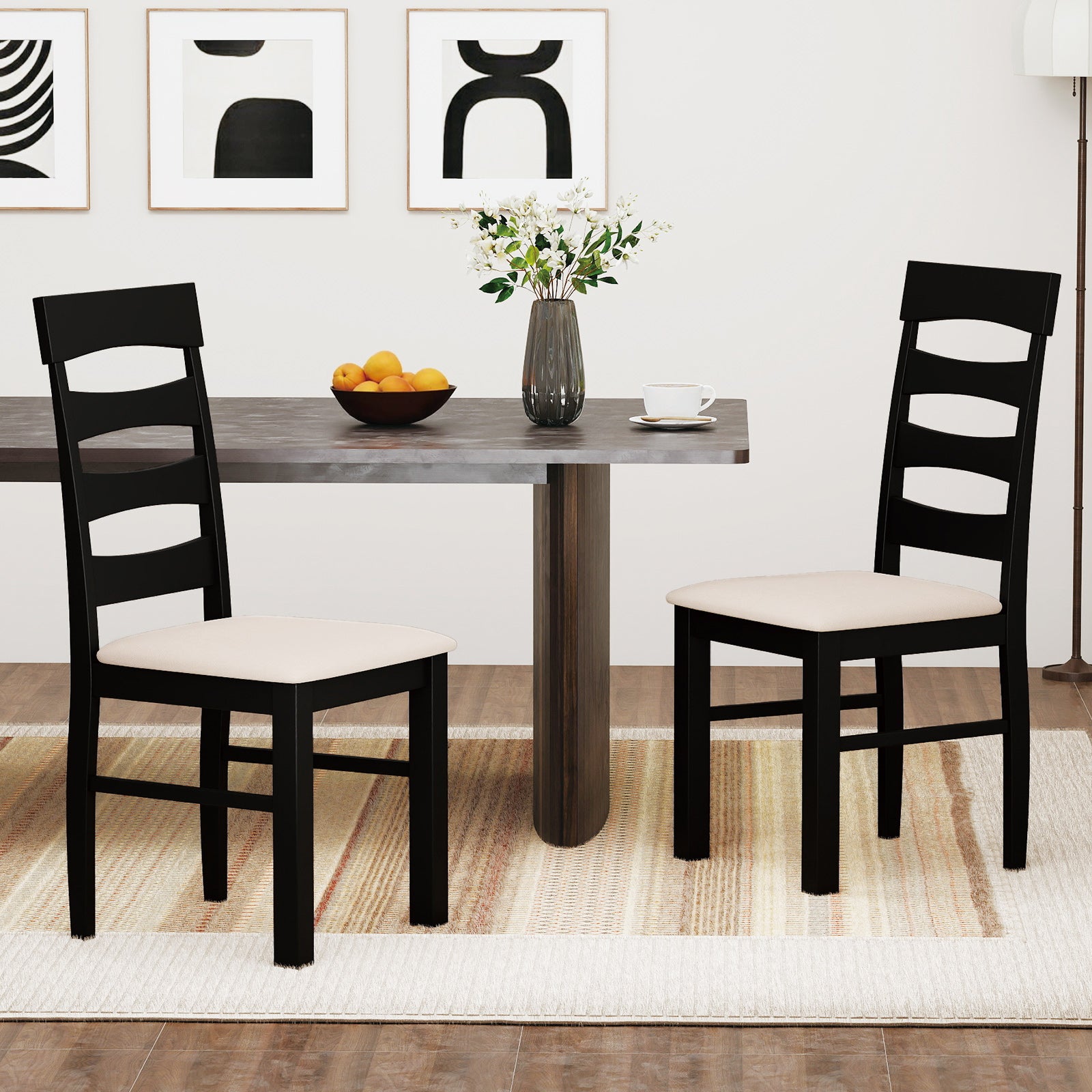 High Back Dining Room Chairs Set of 2 with Padded Seat, Black Dining Chairs at Gallery Canada