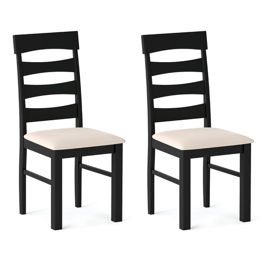 High Back Dining Room Chairs Set of 2 with Padded Seat, Black Dining Chairs Black at Gallery Canada