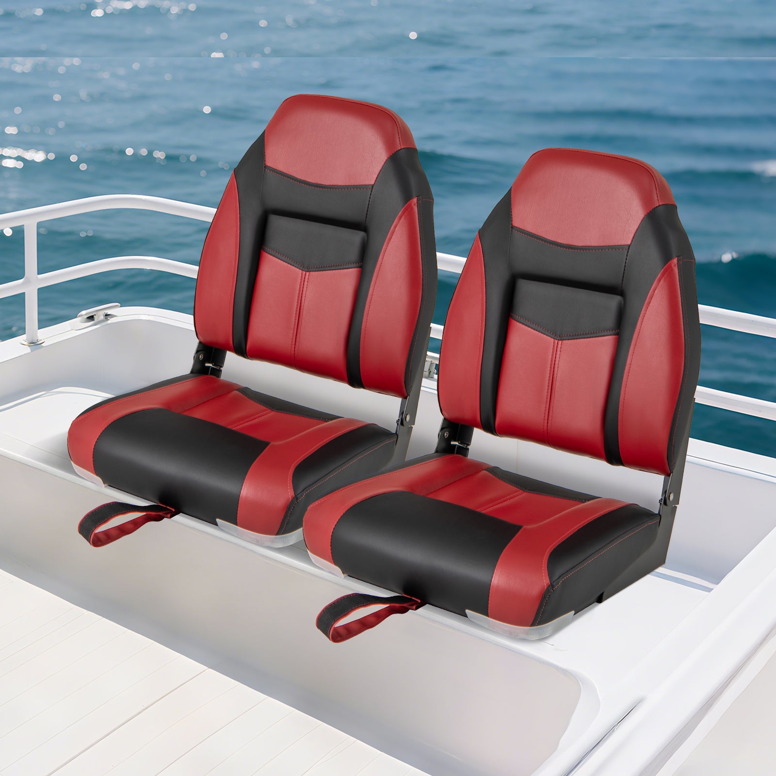 High Back Folding Boat Seats with Sponge Cushions and Flexible Hinges, Red Swimming at Gallery Canada