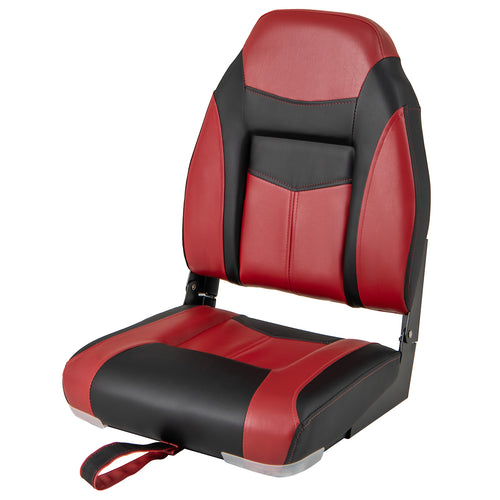 High Back Folding Boat Seats with Sponge Cushions and Flexible Hinges, Red