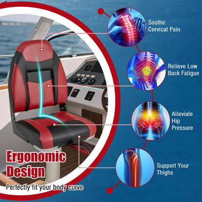 High Back Folding Boat Seats with Sponge Cushions and Flexible Hinges, Red Swimming at Gallery Canada