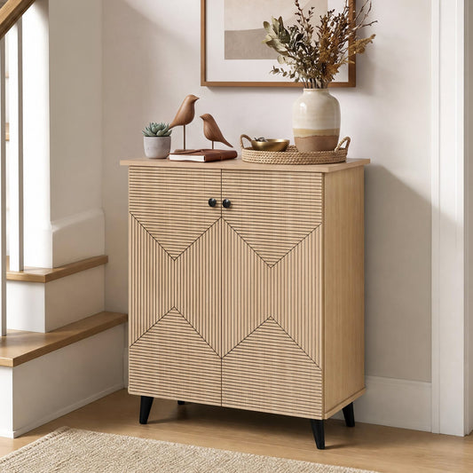 Geometric 2-Door Cabinet, Natural Cabinets & Chests Natural at Gallery Canada