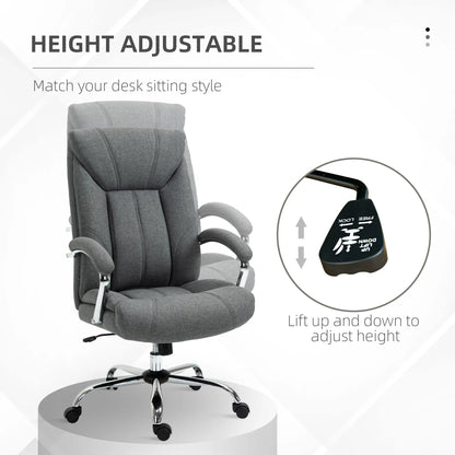 Ergonomic High Back Swivel Office Chair, Adjustable Height, Linen Fabric, Grey Executive & Manager Chairs at Gallery Canada