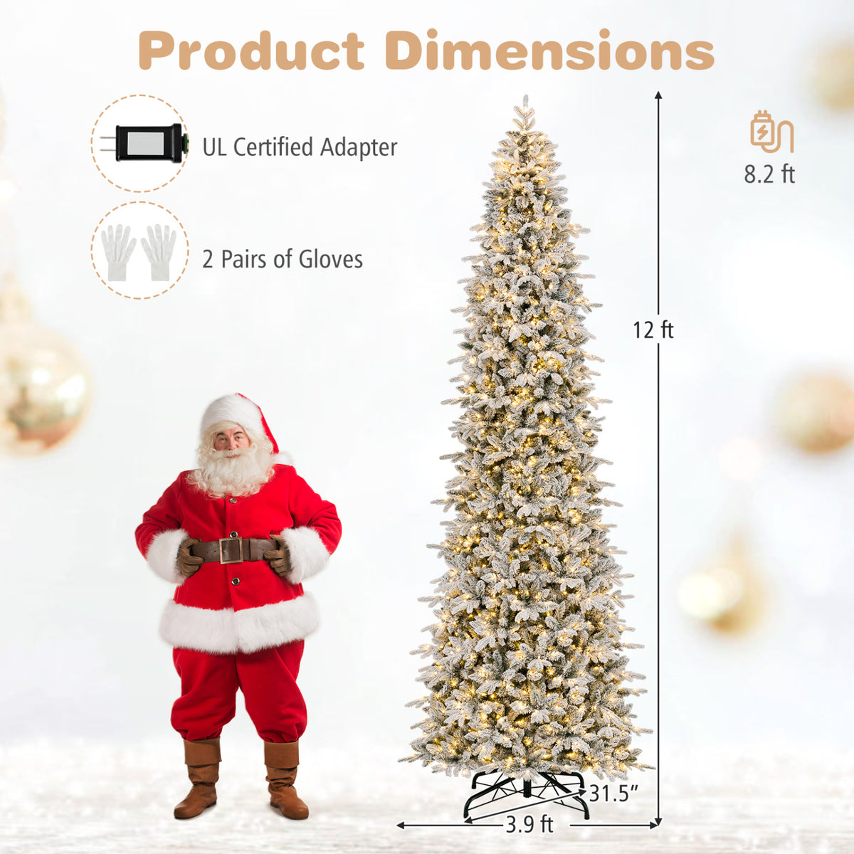 Hinged Artificial Spruce Xmas Tree with 3235/3882 Branch Tips and 1020 Warm White LED Lights, Green