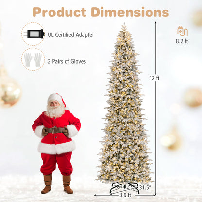 Hinged Artificial Spruce Xmas Tree with 3235/3882 Branch Tips and 1020 Warm White LED Lights, Green