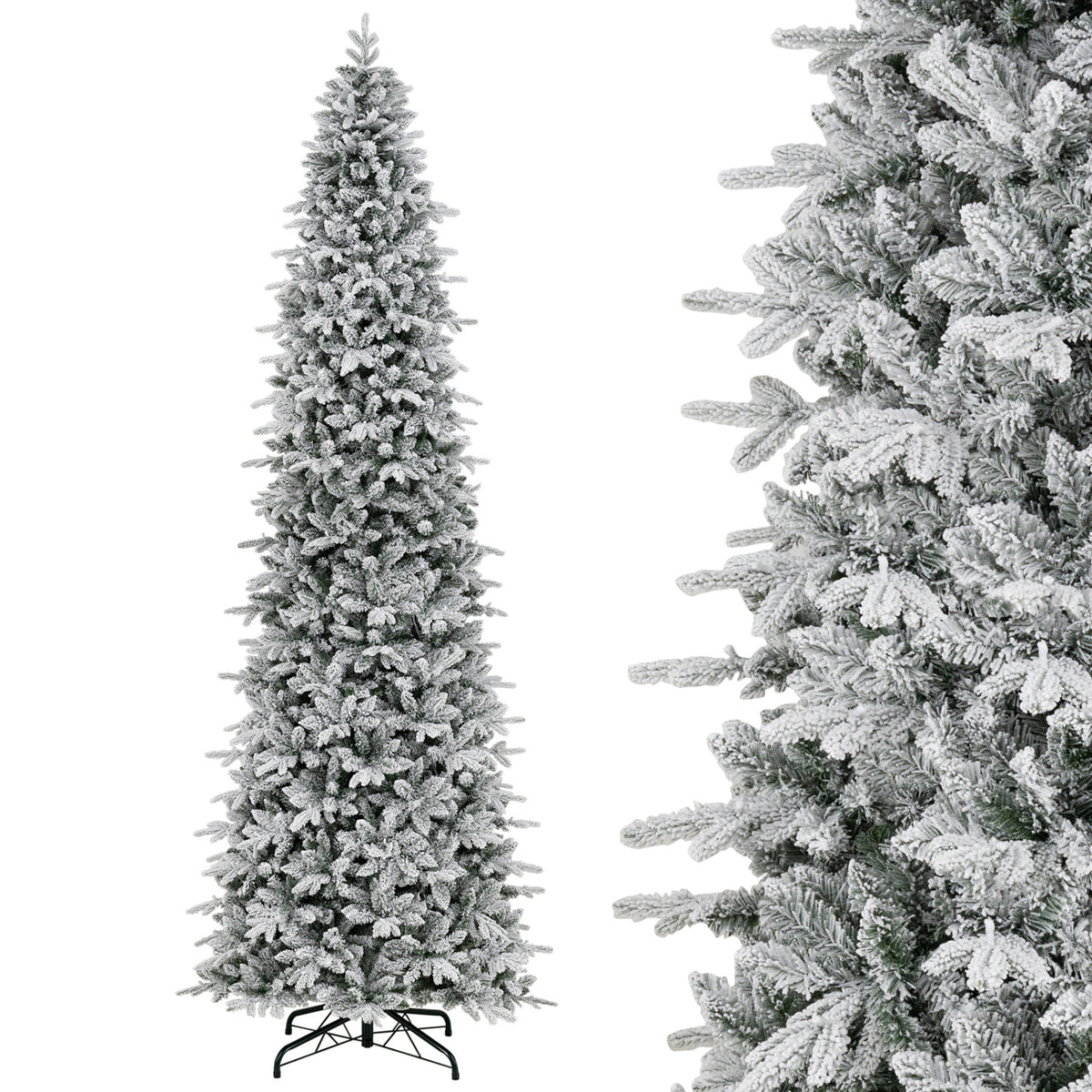 Hinged Artificial Spruce Xmas Tree with 3235/3882 Branch Tips and 1020 Warm White LED Lights, Green