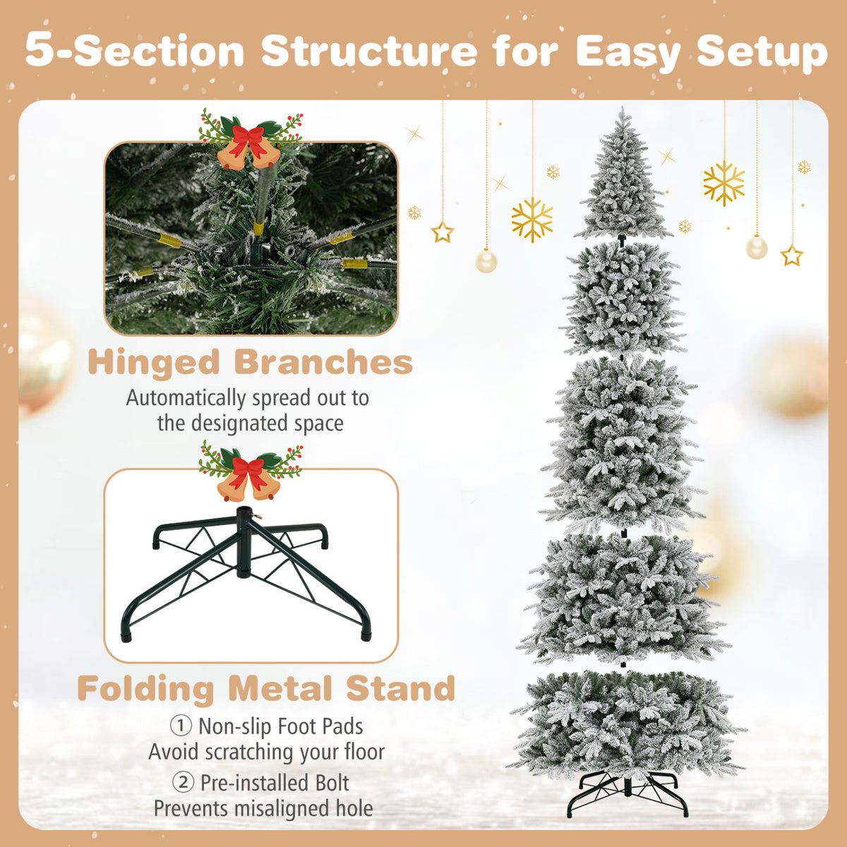 Hinged Artificial Spruce Xmas Tree with 3235/3882 Branch Tips and 1020 Warm White LED Lights, Green