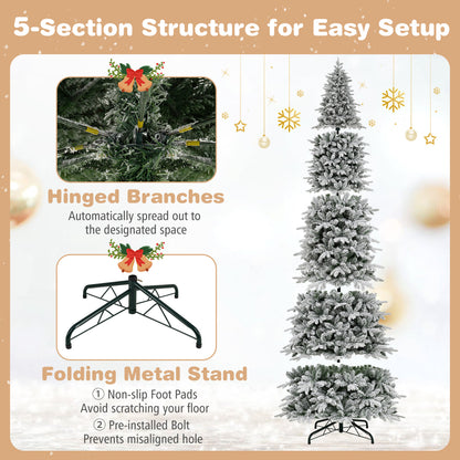 Hinged Artificial Spruce Xmas Tree with 3235/3882 Branch Tips and 1020 Warm White LED Lights, Green