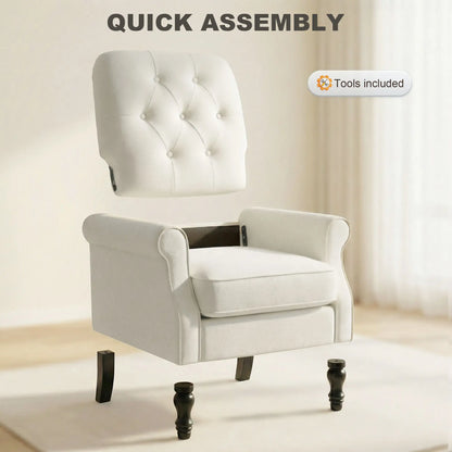 Accent Chair, Mid-Century Modern Armchair, Cream White Single Sofas at Gallery Canada