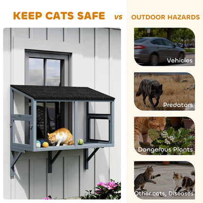 Outdoor Cat Enclosure, Expandable Wooden Cat House, 39.4"L Outdoor Cat Enclosures at Gallery Canada
