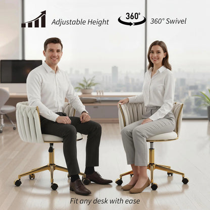 Office Chair, Vanity Chair, Adjustable Height, Rolling Wheels, Cream White Task Chairs at Gallery Canada