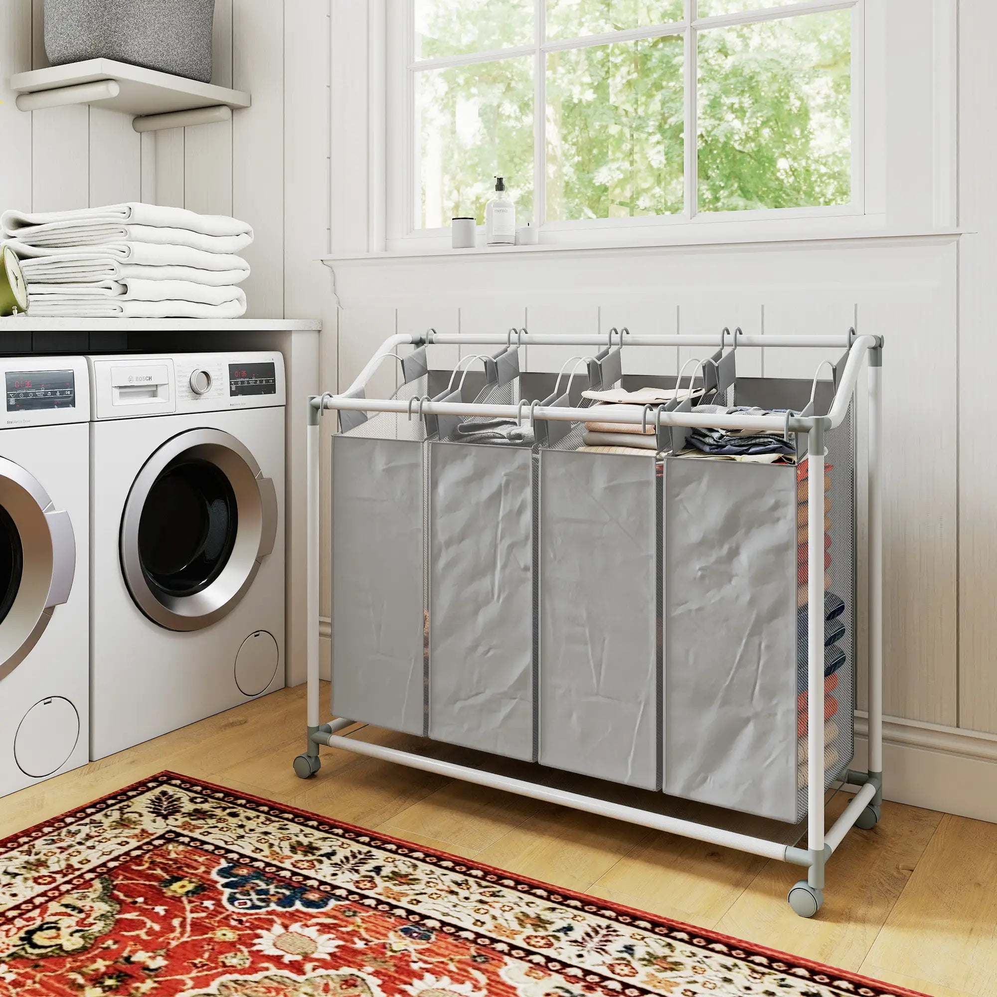 160L Laundry Hamper with Wheels, 4 Removable Bags, Grey Bath Accessories at Gallery Canada