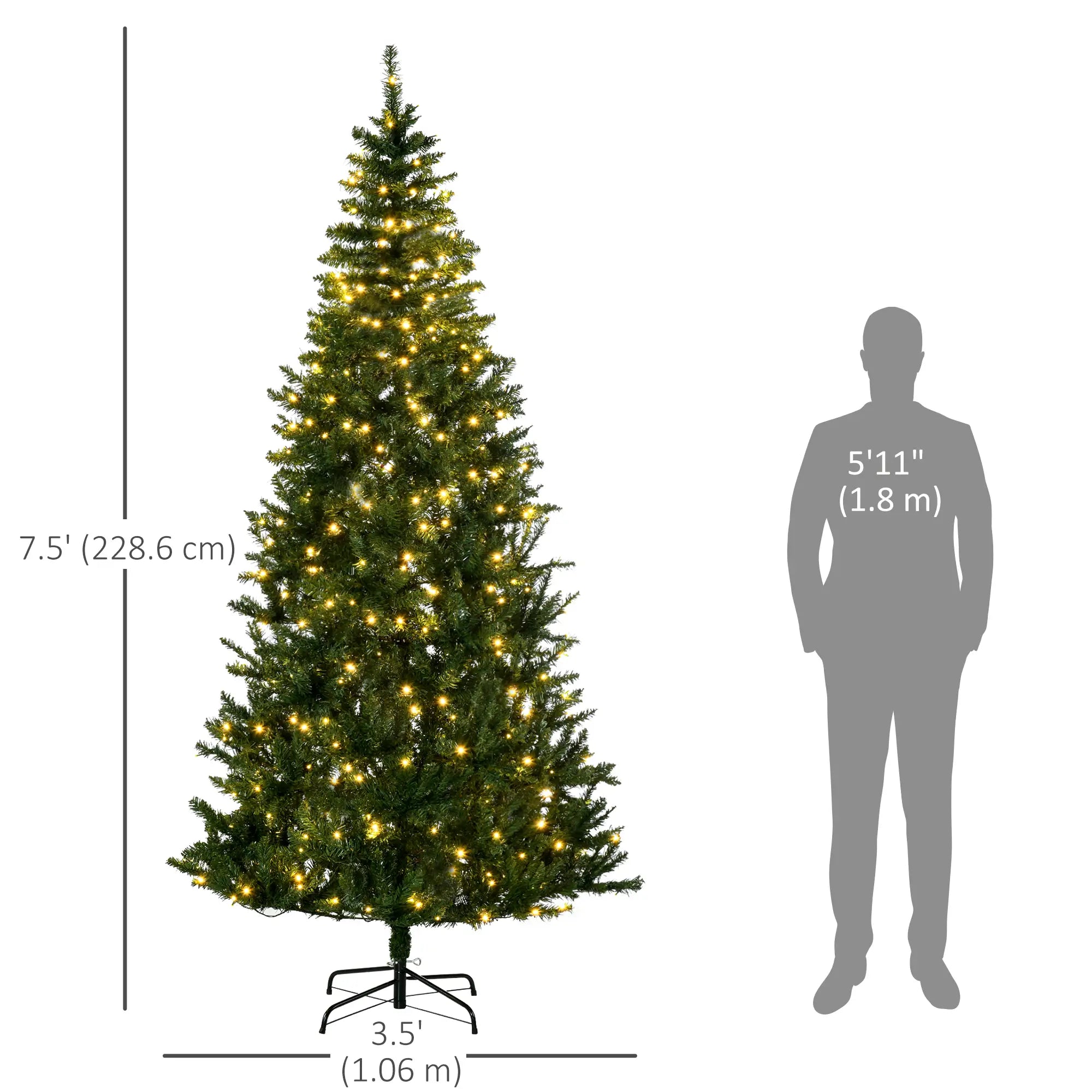 7.5 Ft Prelit Artificial Christmas Tree, Warm White LED, Green Pre Lit Christmas Trees at Gallery Canada