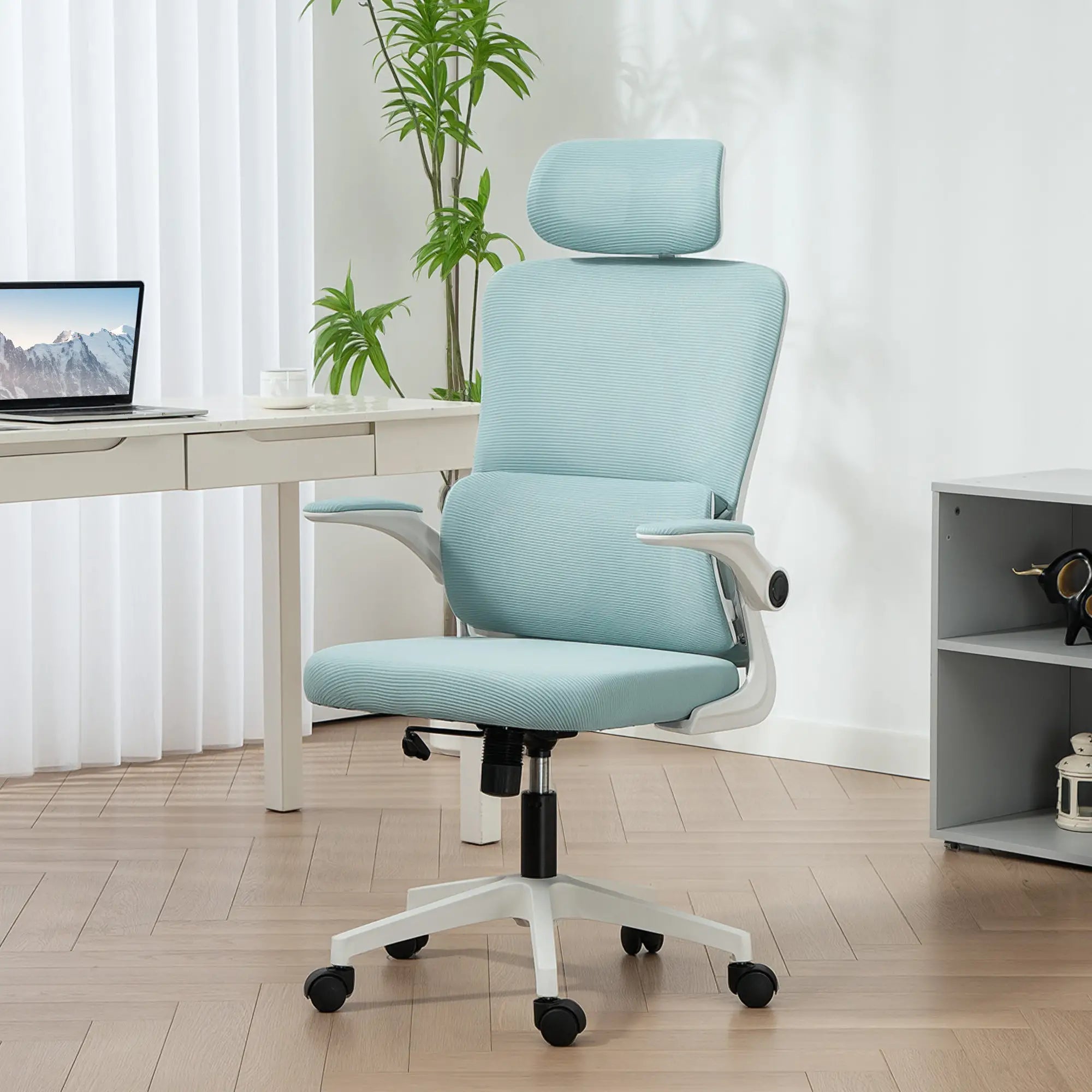 High Back Office Chair, Mesh Computer Chair, Adjustable Height, Light Blue Office Chairs at Gallery Canada