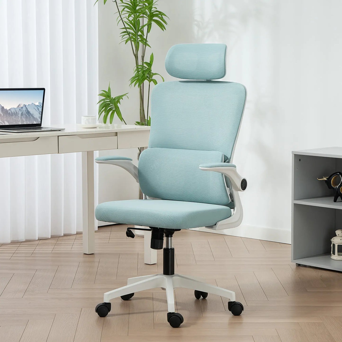 High Back Office Chair, Mesh Computer Chair, Adjustable Height, Light Blue Office Chairs at Gallery Canada