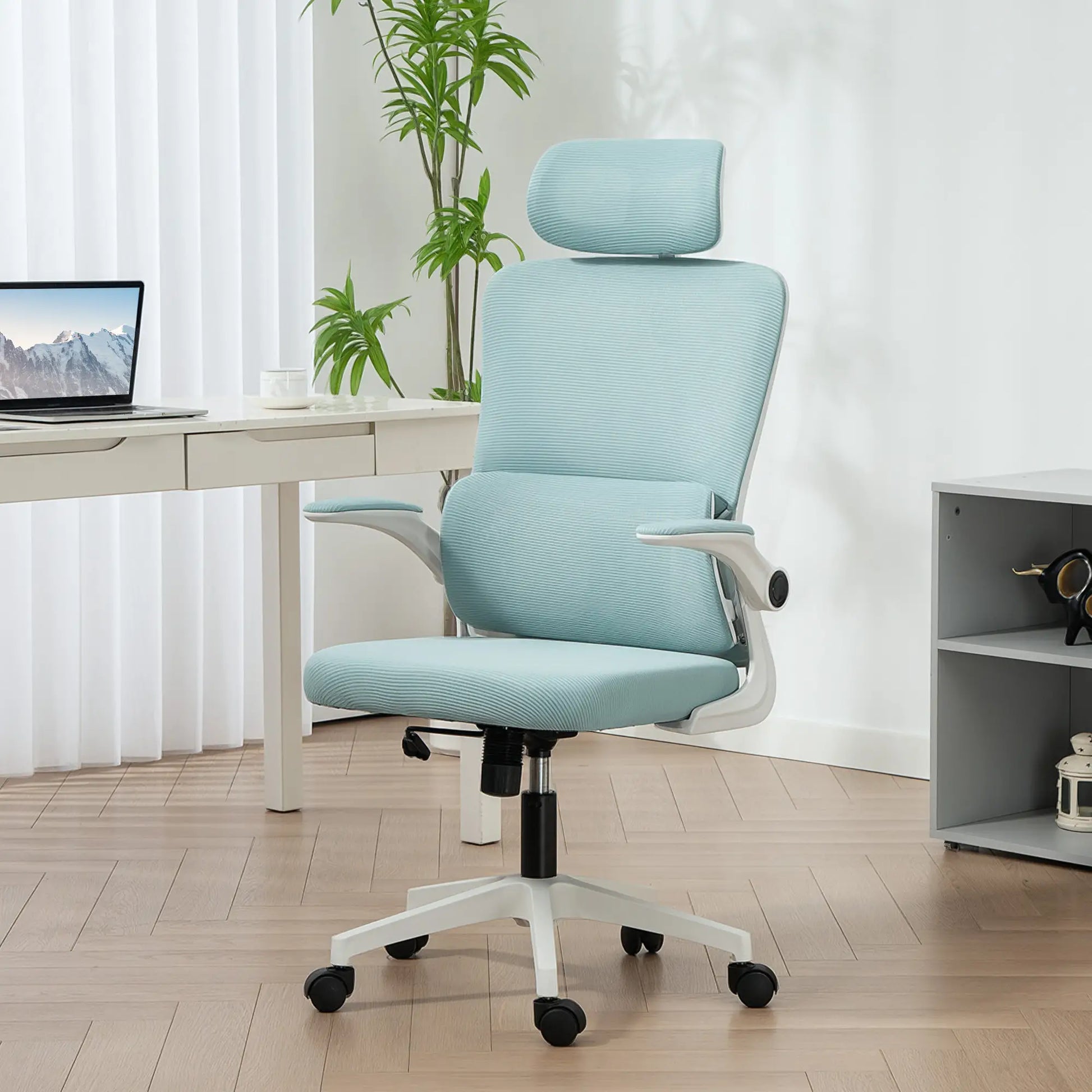 High Back Office Chair, Mesh Computer Chair, Adjustable Height, Light Blue Office Chairs at Gallery Canada