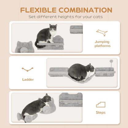 4PCs Cat Wall Shelves, Steps, Scratching Posts, Ladder, Platforms Cat Climbing Wall at Gallery Canada