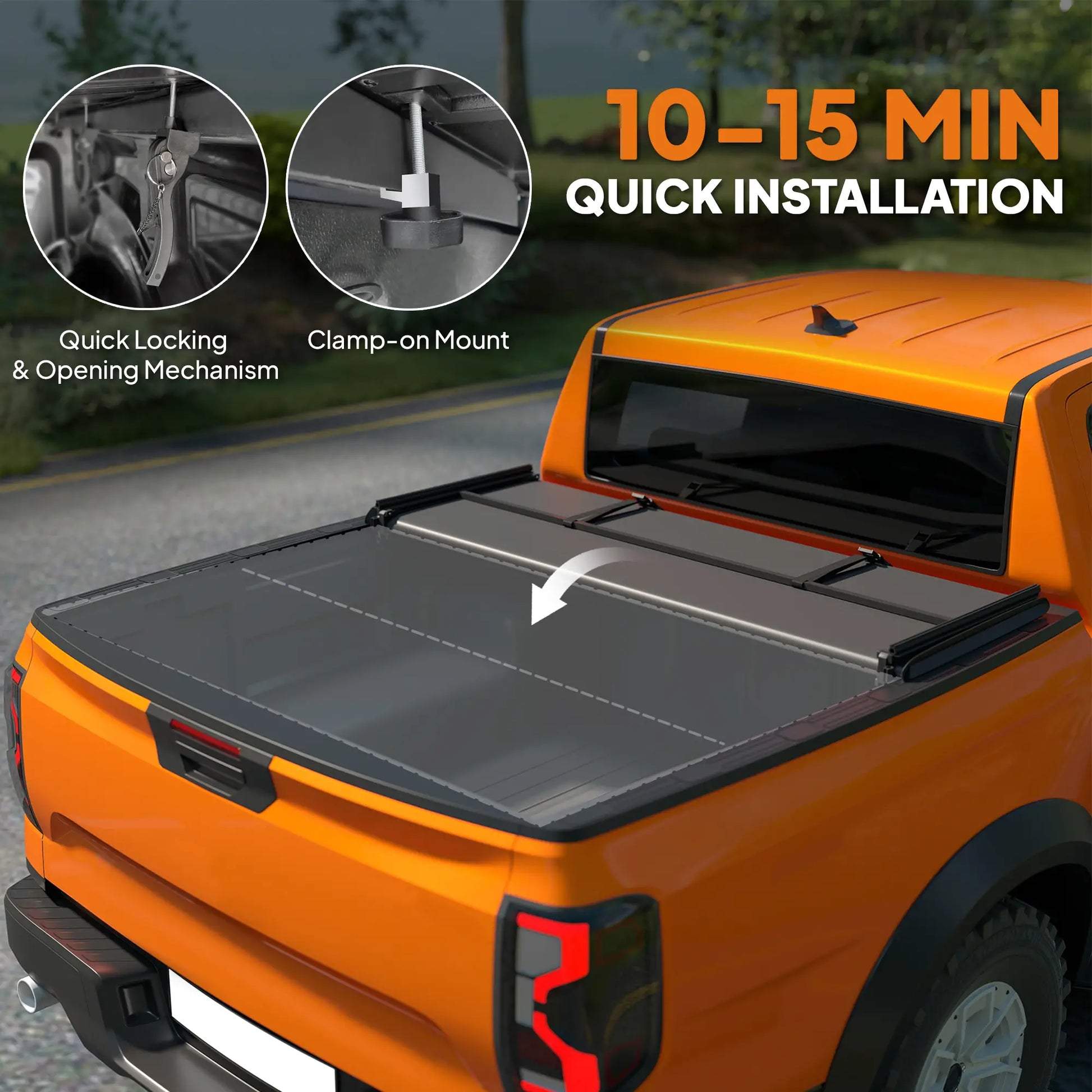 6ft Soft Tri-Fold Tonneau Cover, 5.75/5.8 ft Bed, Black Automotive at Gallery Canada