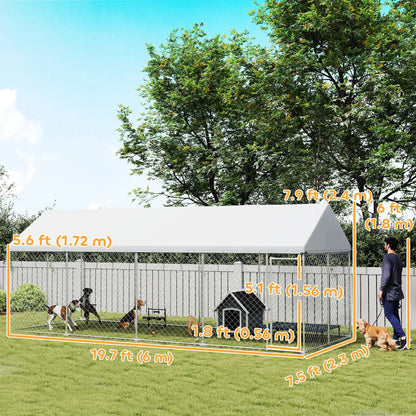 Heavy Duty Outdoor Dog Kennel, Waterproof Roof, 19.7' x 7.5' x 7.9' Dog Kennels at Gallery Canada