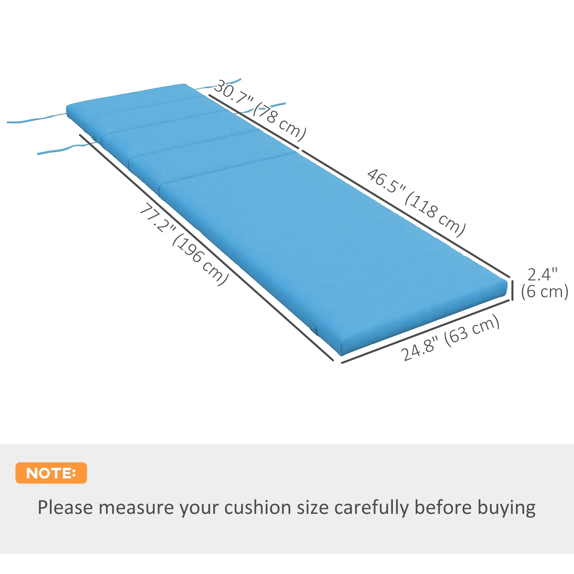Patio Chaise Lounge Cushion, Sun Lounger Pad with Headrest, Turquoise Patio Chair Cushions at Gallery Canada