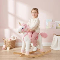 Cheval à bascule licorne, jouet à monter, sons, blanc, 3-5 ans, blanc