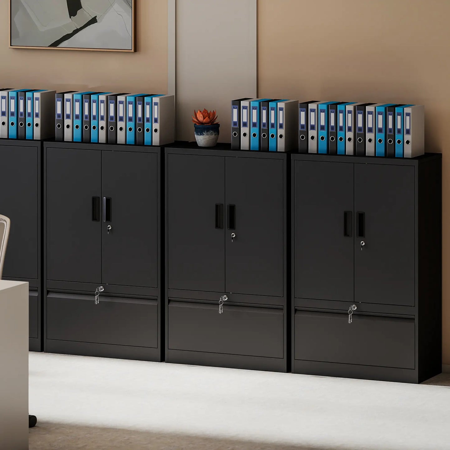 Lateral Filing Cabinet, Metal Storage Cabinet, Black Office Cabinets & Cupboards at Gallery Canada