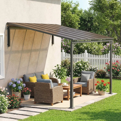 11' x 10' Outdoor Pergola, Wall Mounted Hardtop Gazebo, Polycarbonate Roof Pergolas at Gallery Canada