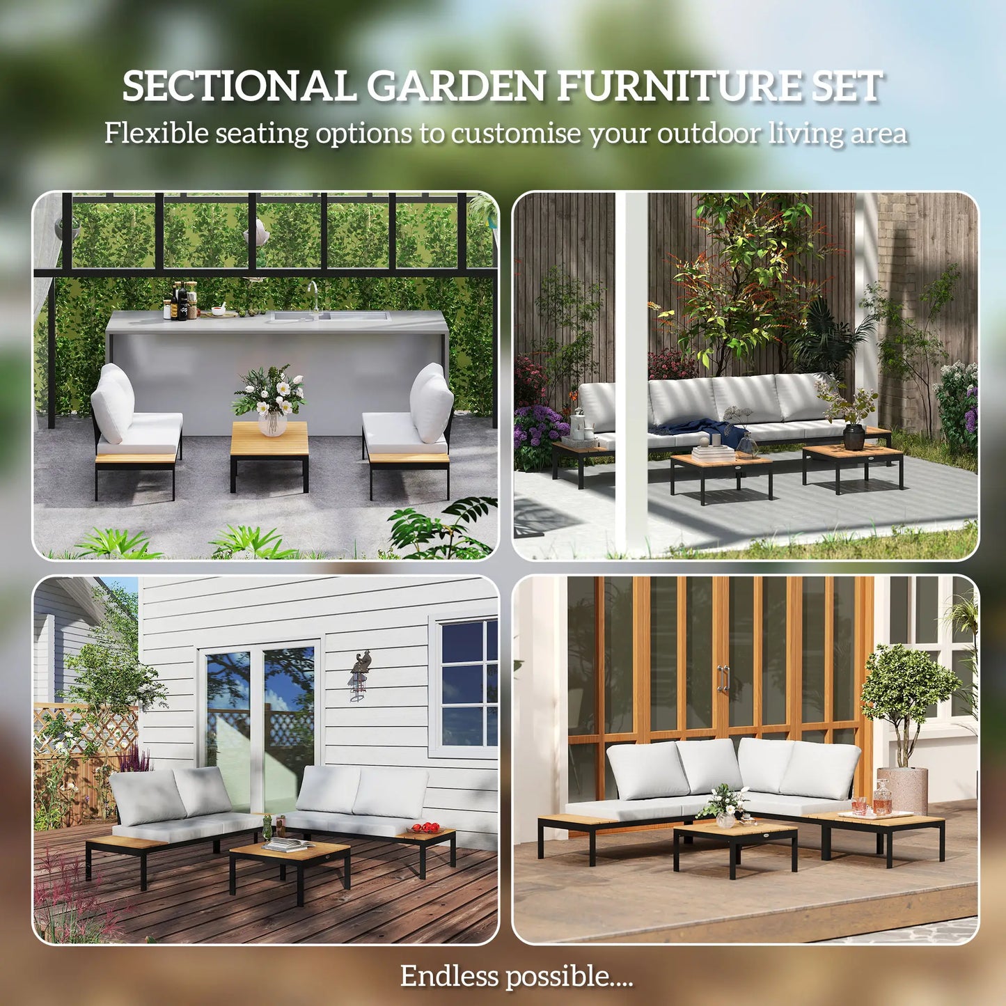 4 Piece L Shaped Garden Set, 4 Seater Outdoor Corner, Teak Patio Furniture Sets at Gallery Canada