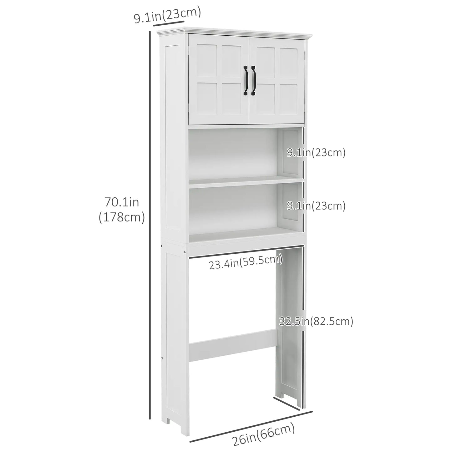 Over Toilet Storage, Bathroom Cabinet with Shelves, Double Door, White Over The Toilet Storage at Gallery Canada