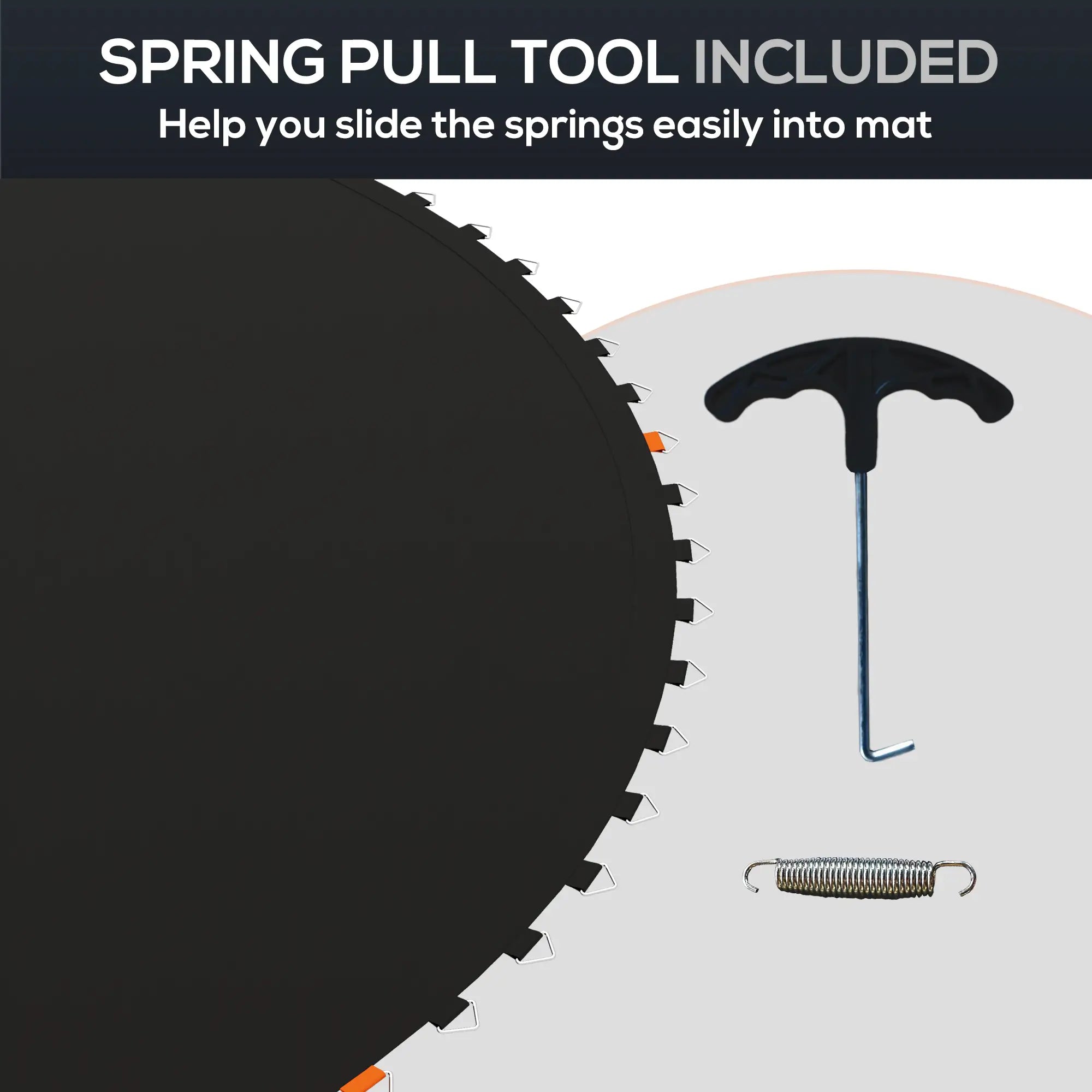 Trampoline Mat Replacement, 12ft, with Spring Pull Tool, 72 V-Hooks, Black Trampolines at Gallery Canada