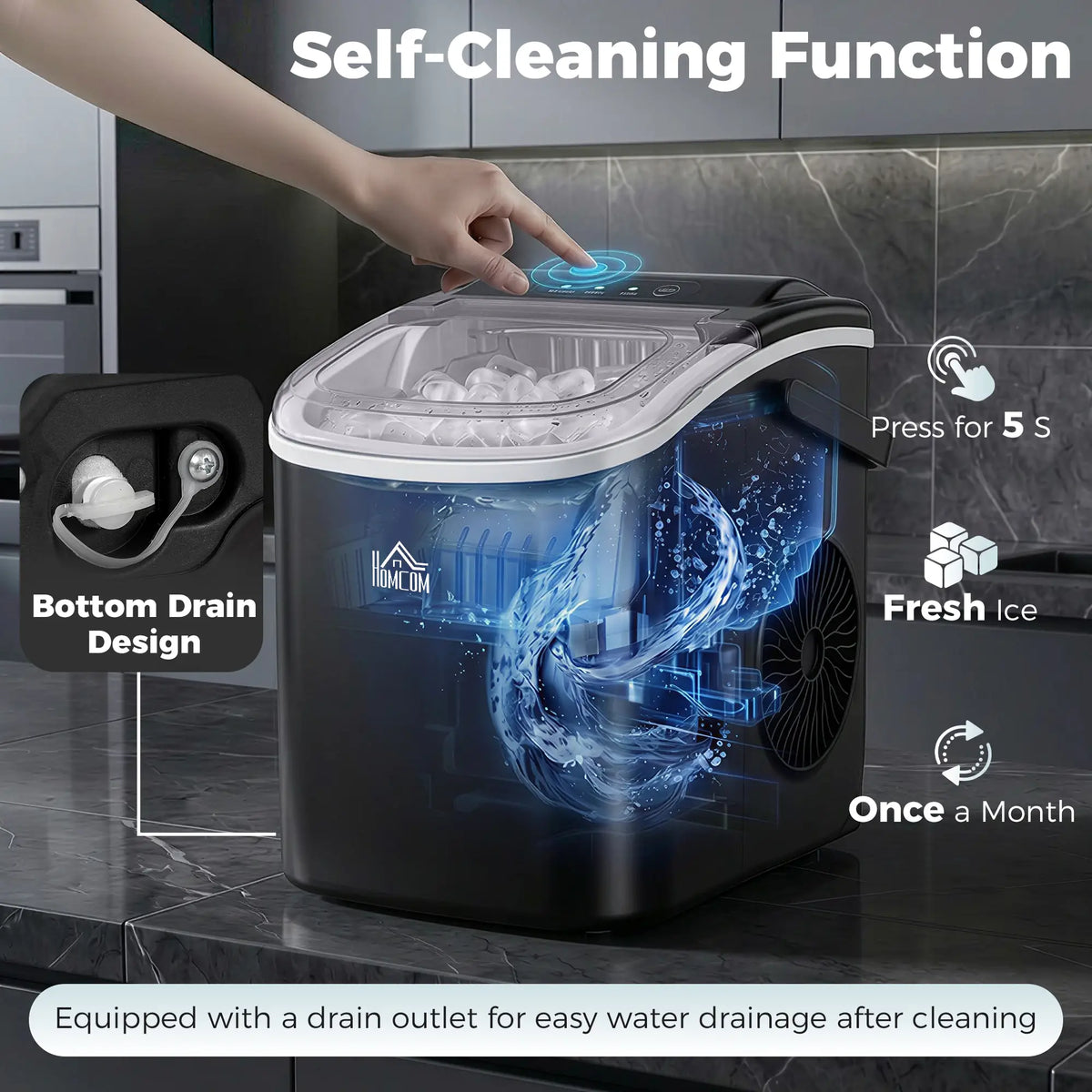 Portable Ice Maker, Self Cleaning, 26lbs/24Hrs, Black Small Kitchen Appliances at Gallery Canada