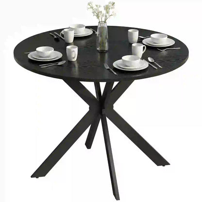 39" Dining Table, Round Kitchen Table, Steel Legs, Wood Grain, Black Dining Tables at Gallery Canada