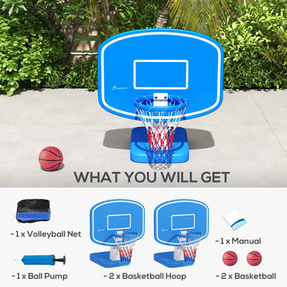 2-in-1 Pool Basketball Hoop and Volleyball Set, Portable with Fillable Base Basketball at Gallery Canada