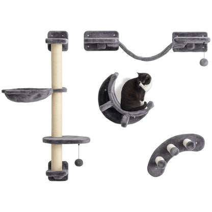 Cat Wall Shelf, Scratching Post, Play Balls, Platforms, Dark Grey Cat Climbing Wall at Gallery Canada