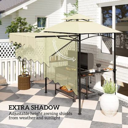 8' x 7.6' Grill Gazebo, Double Tiered, With Side Awning, Beige BBQ Grill Gazebos at Gallery Canada