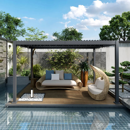 10' x 12' Adjustable Metal Roof Pergola, Aluminum Frame Outdoor Gazebo Pergolas at Gallery Canada