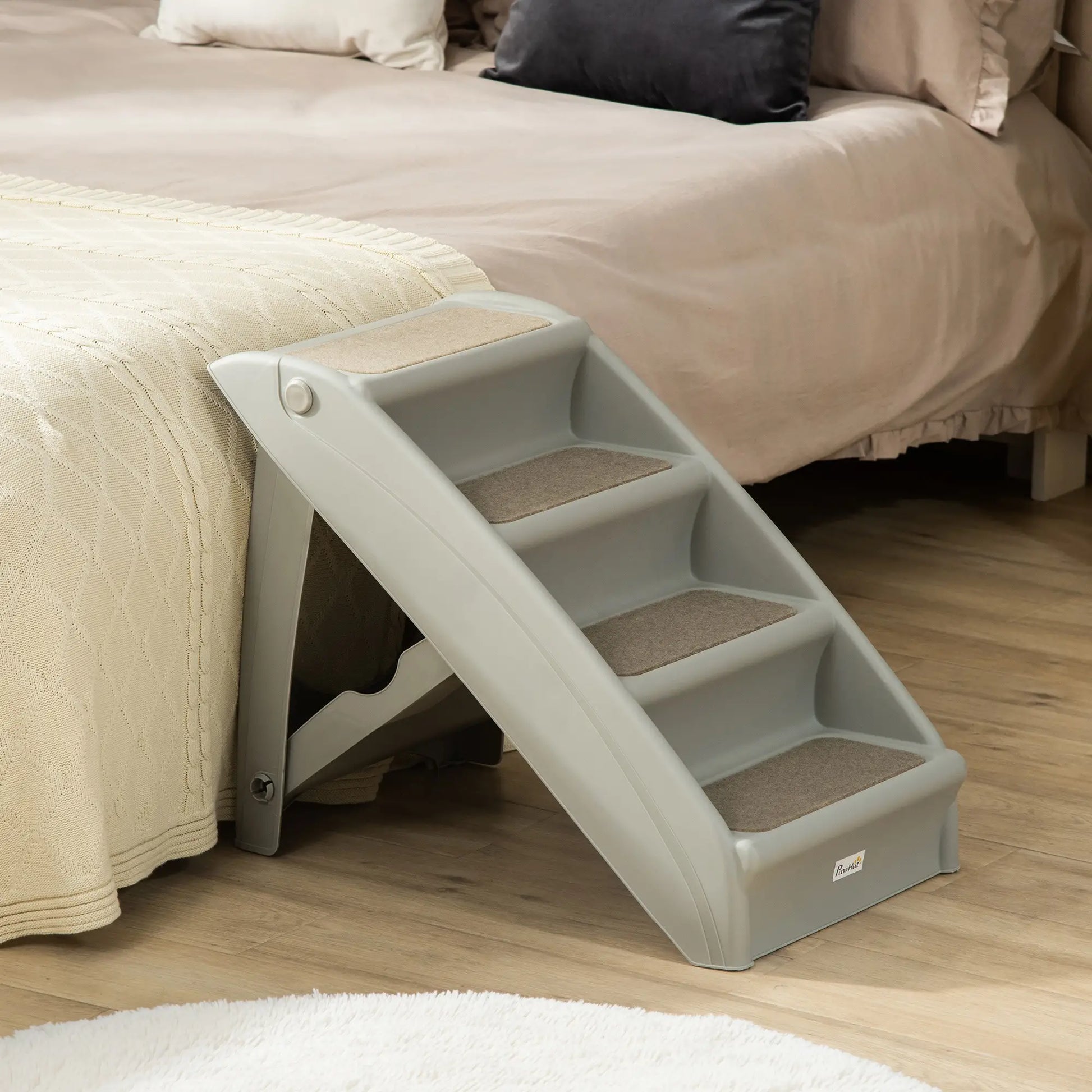 4-Level Portable Dog Stairs, Foldable Steps for Small Dogs, Lightweight, Grey Dog Stairs at Gallery Canada
