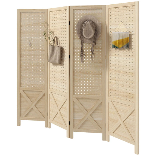 4.7' Wooden Room Divider, Folding Privacy Screen, Natural Room Dividers Natural Wood colour at Gallery Canada