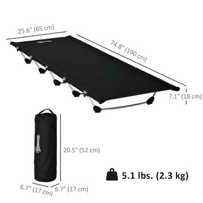 Lightweight Camping Cot, Aluminium Portable Folding Bed w/ Strong Support 331 lbs and Carry Bag for Camping, Black Camping Cots at Gallery Canada