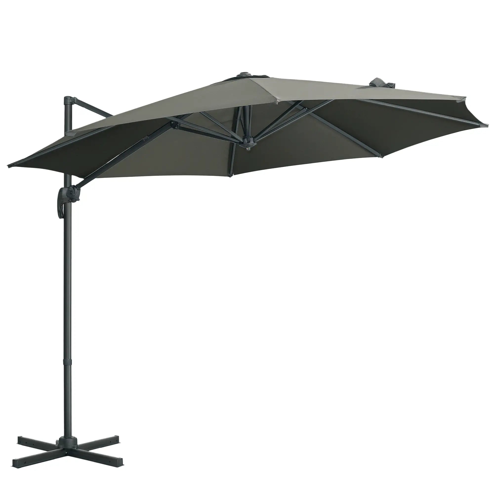 9.6' Cantilever Patio Umbrella, Outdoor Hanging, 360° Rotation, Grey Cantilever Umbrellas Grey at Gallery Canada