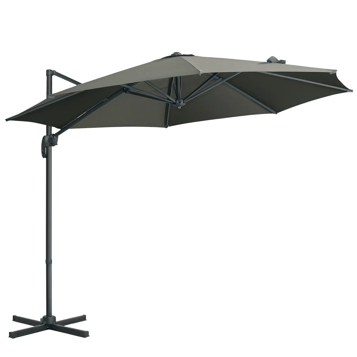 9.6' Cantilever Patio Umbrella, Outdoor Hanging, 360° Rotation, Grey Cantilever Umbrellas Grey at Gallery Canada