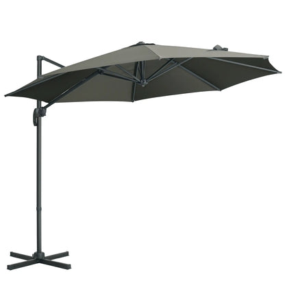 9.6' Cantilever Patio Umbrella, Outdoor Hanging, 360° Rotation, Grey Cantilever Umbrellas Grey at Gallery Canada