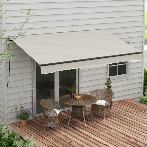 12' x 10' Retractable Awning, UV Resistant Sunshade, Light Grey