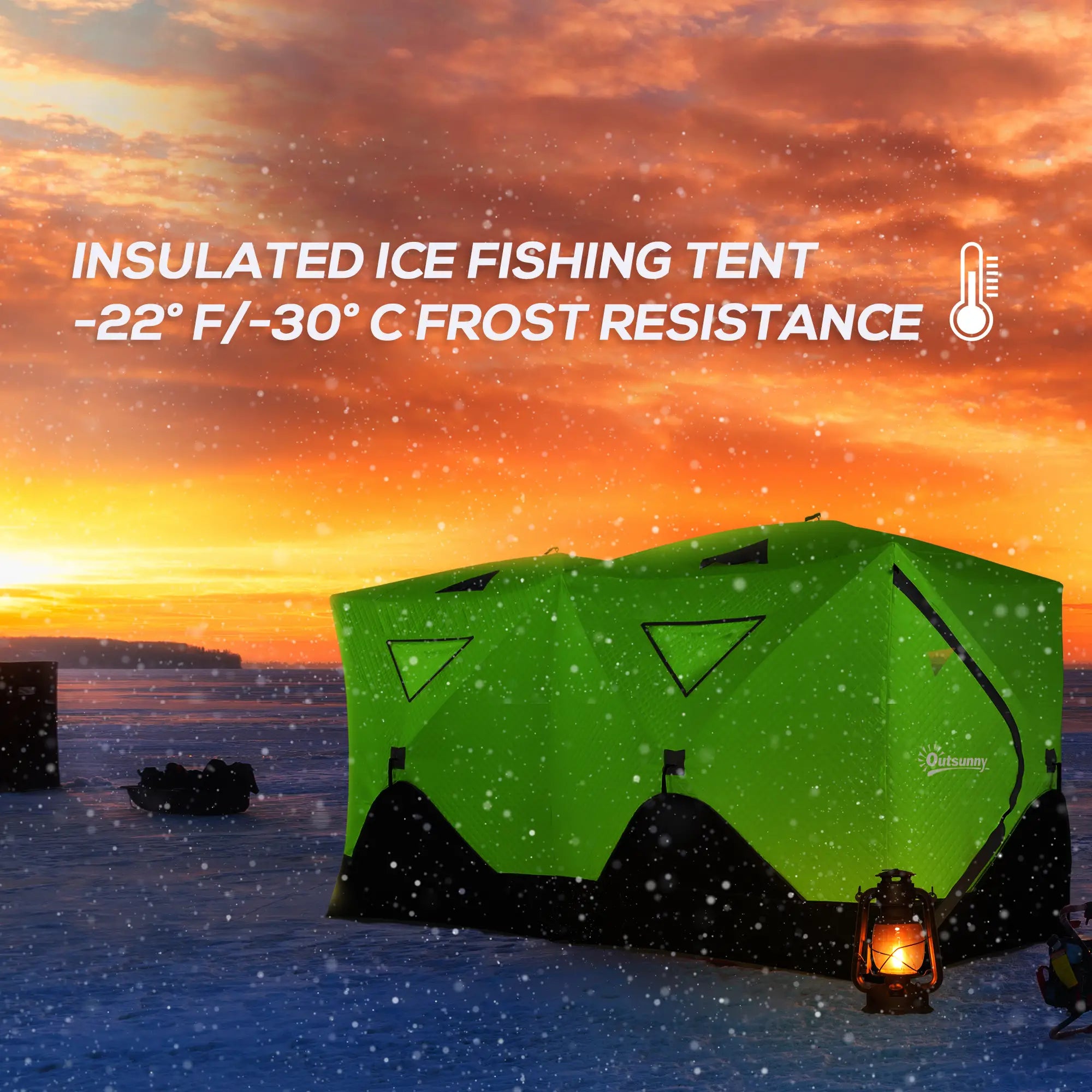 8-Person Insulated Ice Fishing Tent, Ventilation Windows, Carry Bag, -22℉, Green Ice Fishing Tents at Gallery Canada