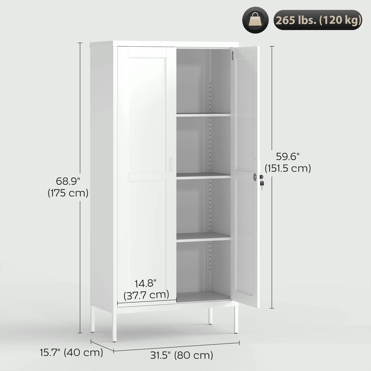 Office Storage Cabinet, Lockable, 3 Adjustable Shelves, 2 Doors, White Office Cabinets & Cupboards at Gallery Canada