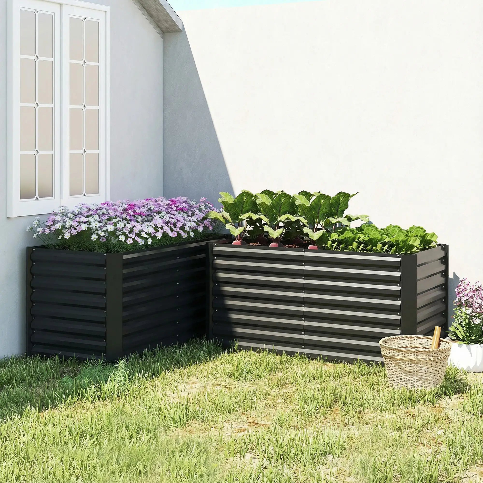 Galvanized Metal Planters, 4' x 2' x 2' Raised Garden Bed, Black Galvanized Planter Boxes at Gallery Canada