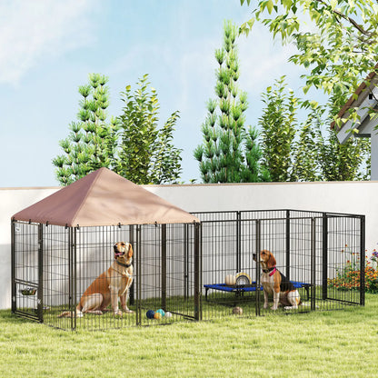 Outdoor Dog Kennel, Rotating Adjustable Bowls, Waterproof UV Cover, 11.3' x 4.7' x 5.1' Houses, Kennels & Pens at Gallery Canada